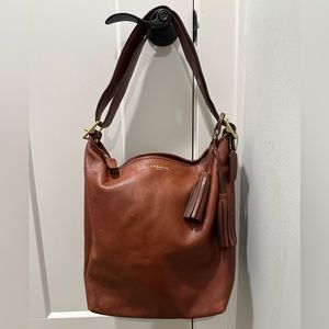 Coach Brown Leather Shoulder Tote with Tassel